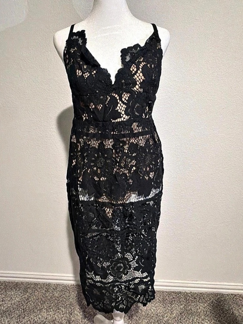 Black Lace Midi Dress Like New